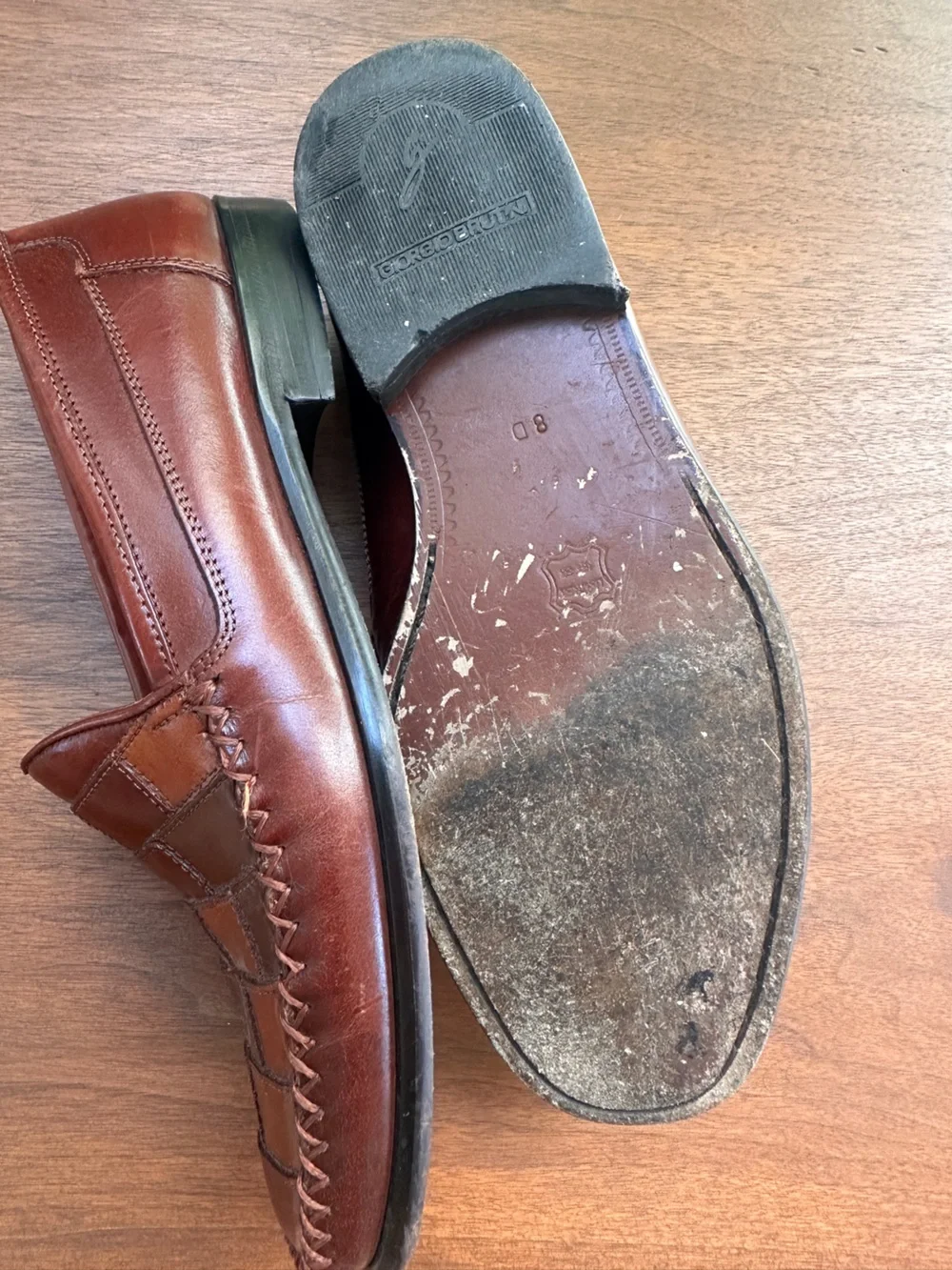 Vintage 90’s Giorgio Brutini Men’s Brown Woven Leather Slip-On Loafers Men’s 8D
